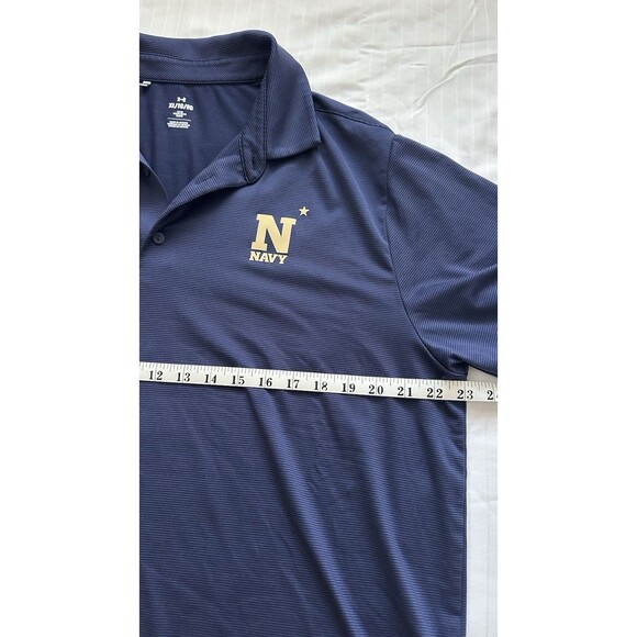 Under Armour Navy Midshipmen Polo Shirt XL Striped Game Day - Picture 3 of 4